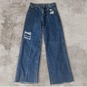 PacSun Women's Flare Distressed Blue Jeans